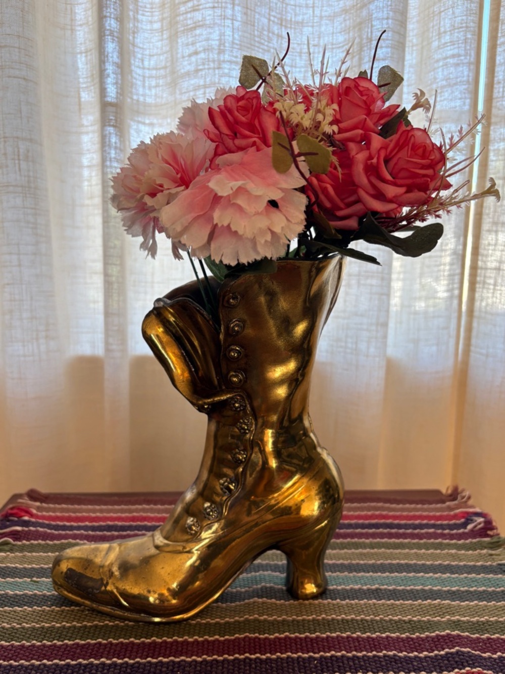Brass Victorian Boot Vase